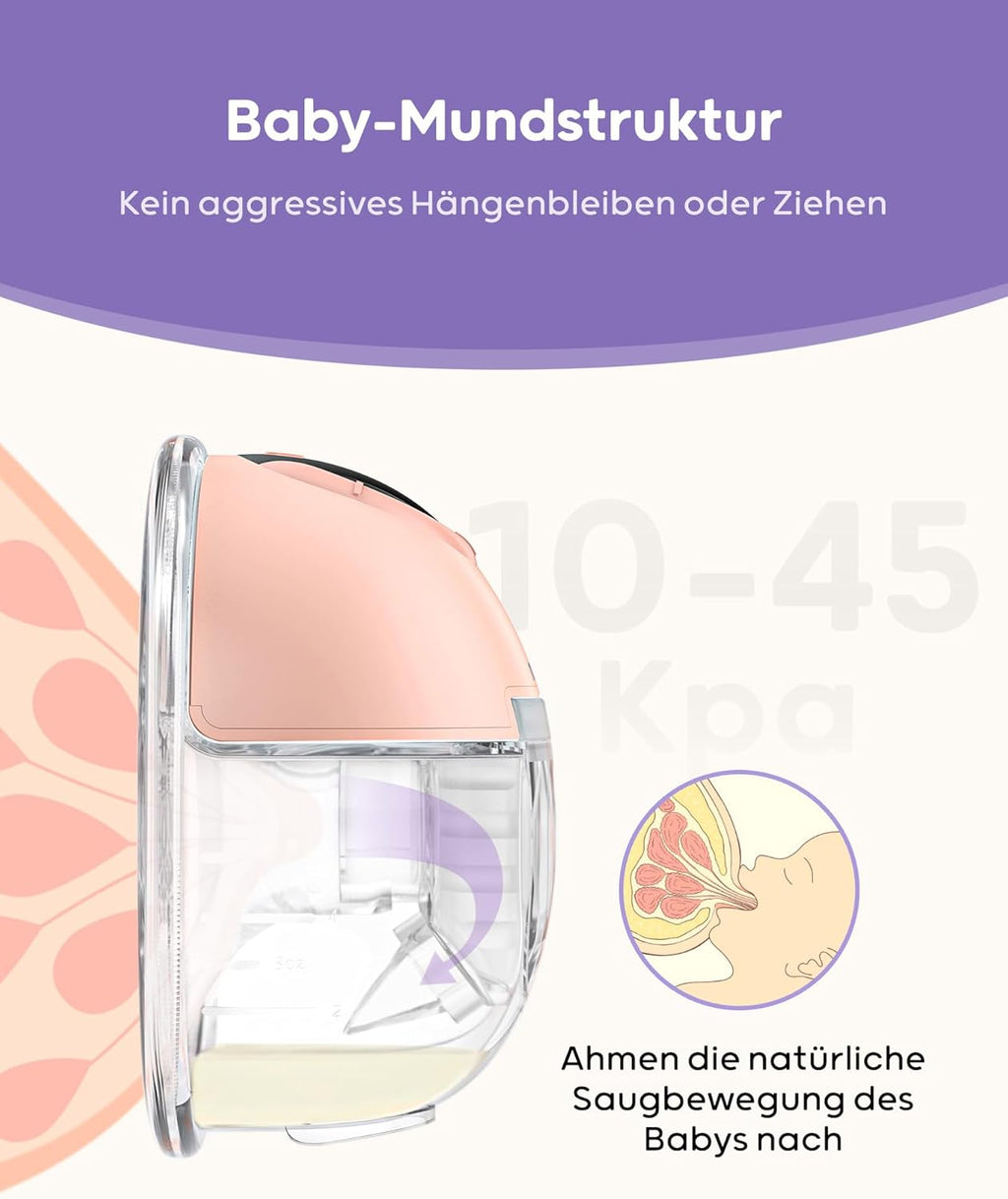 Nuliie Elektrische Borstkolf Draagbare S32, Handsfree Elektrische Borstkolf 4 Modi 9 Niveaus met 18/21/24 mm comfortabele flens, discreet, met reserveonderdelen inbegrepen (2 stuks, wit)