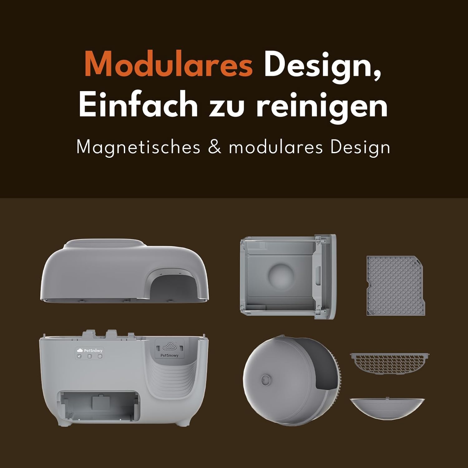 PetSnowy Zelfreinigende Kattenbak met TiO2-geurbestrijdingssysteem, App-bediening, Automatische verpakking voor Grote Katten & Meerdere katten 1,5-9 kg, Max Capaciteit van 83L (2025 Premium)