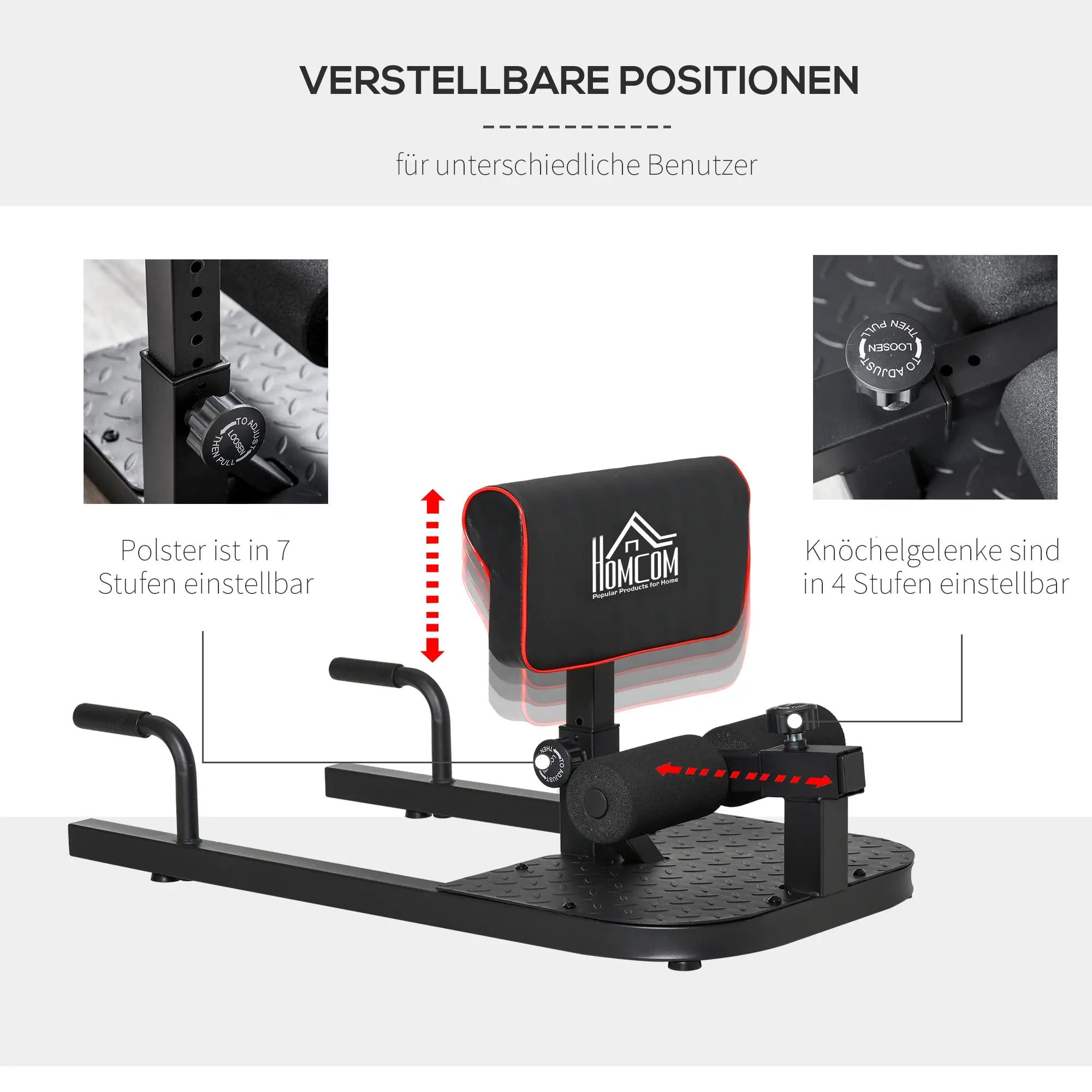 HOMCOM Sissy Squat Kniebuigtrainer 3-in-1 in hoogte verstelbaar