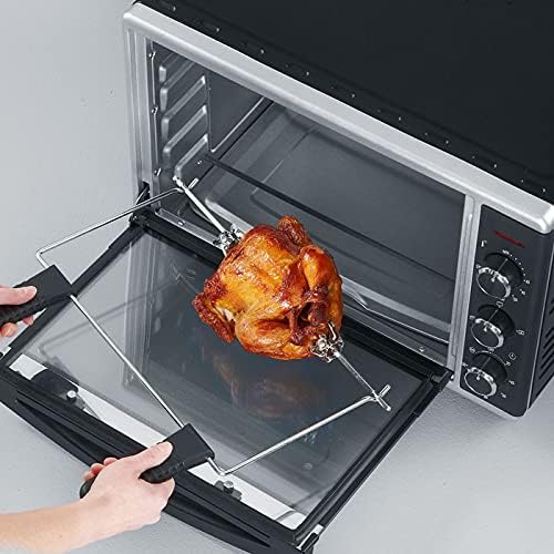 SEVERIN Bak- en Toastoven met heteluchtfunctie, Mini Oven met grillrooster, bakplaat, draaispies en pizzasteen, veelzijdige heteluchtoven met 42 L inhoud, 1.800 W, zwart, TO 2058