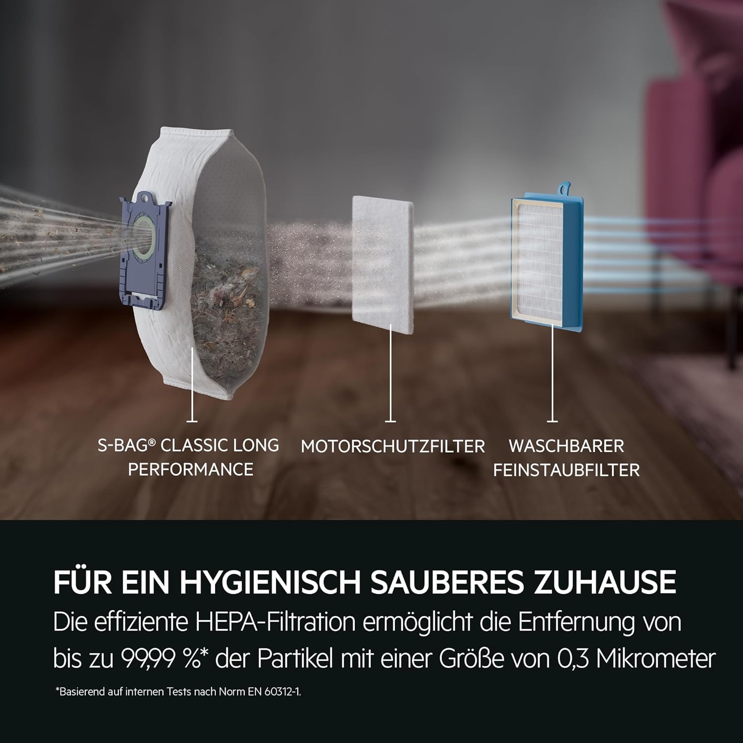 AEG CLEAN 6000 AB61C2DB stofzuiger met zak / hoge zuigkracht / incl. meubelmondstuk / 50% gerecycled plastic / ideaal voor huisdiereigenaren / reiniging van bekleding / 12 m snoer / 750 W / Blauw