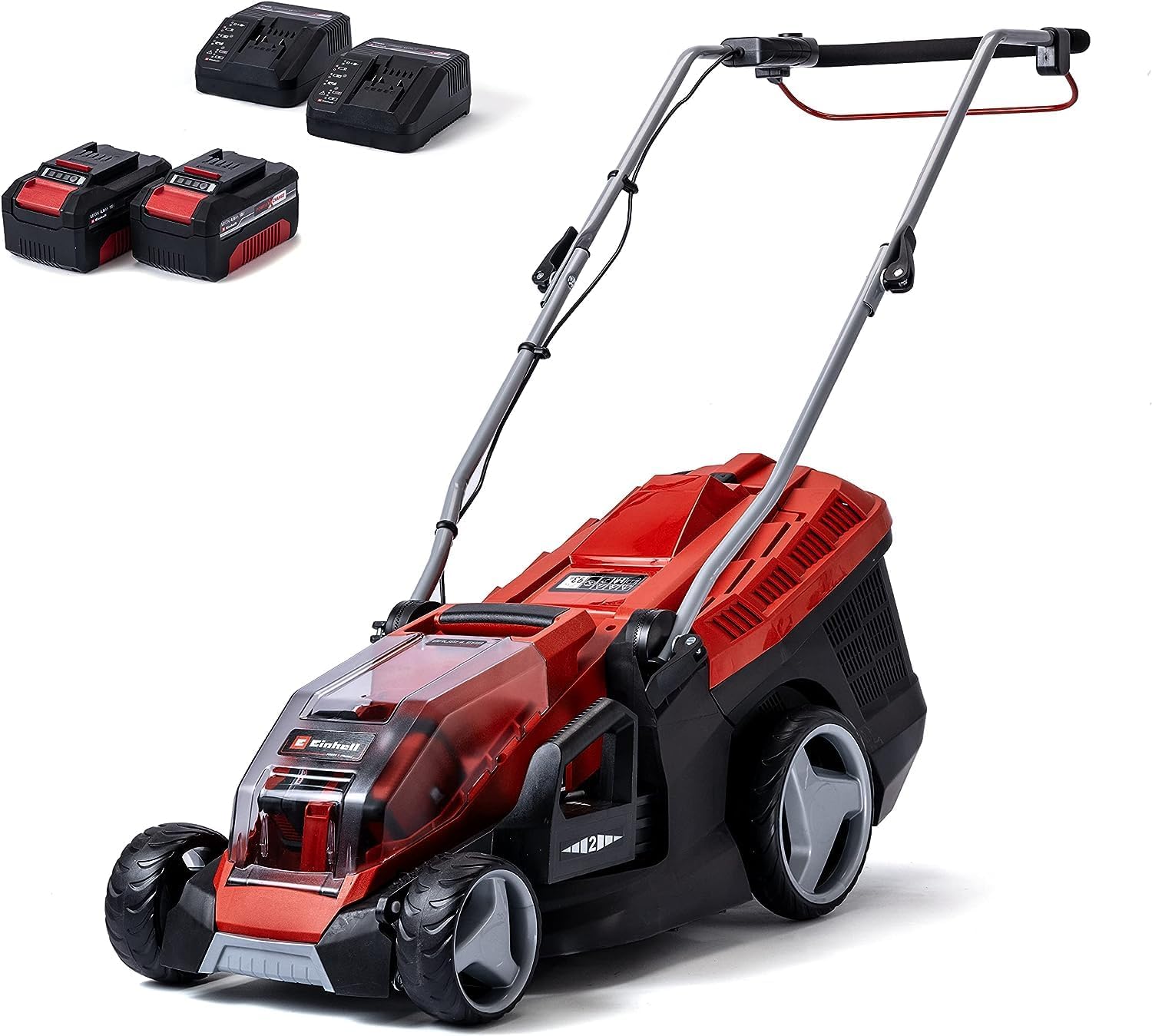 Einhell Accu grasmaaier GE-CM 36/36 Li Kit Power X-Change (36 V, 36 cm maaibreedte, tot 400 m², Brushless, 40L opvangzak, 25-75 mm maaihoogte, incl. 2x 4,0 Ah accu + 2x lader)