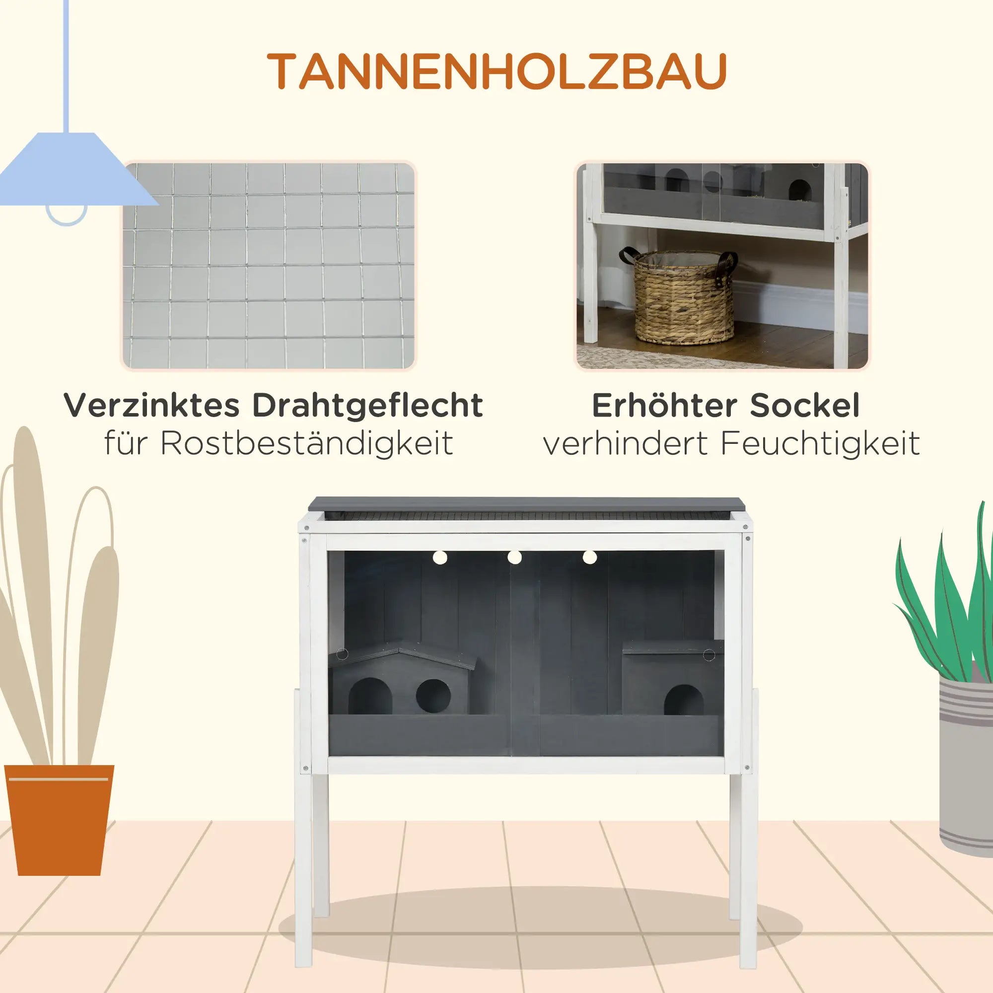PawHut Dwerghamsterkooi met plank en plexiglas schuifdeuren Hout