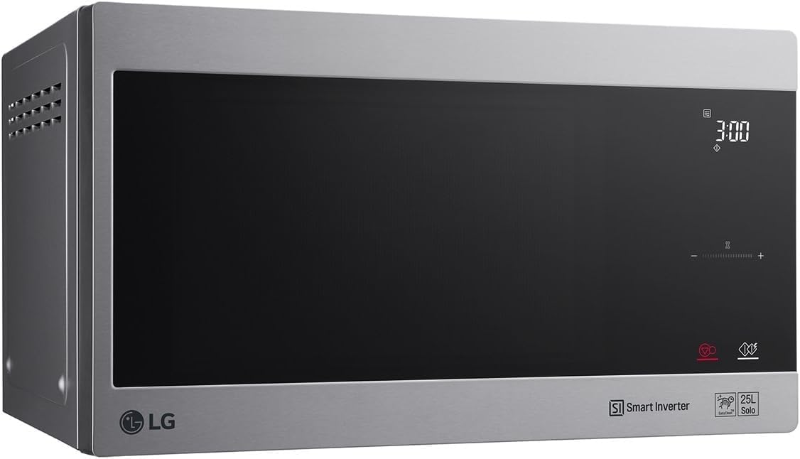 LG MS2595CIS magnetron met Smart Inverter-technologie, 25 liter inhoud, 1000 W, automatische programma's, instelbare vermogensniveaus en EasyClean-functie, zilver