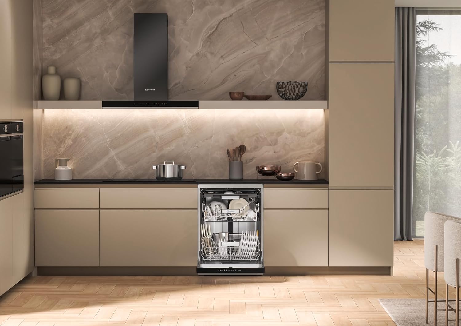 Bauknecht B7F HP43 XA Vrijstaande vaatwasser/ 60 cm/ 15 couverts/ PowerClean Pro-Effectieve hogedruksproeiers/ Natural Dry-Automatische deuropening-Betere droging/ Maxi Space-Meer binnenruimte
