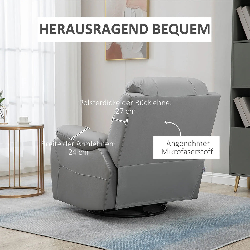 HOMCOM Relaxfauteuil tv-stoel verstelbaar draaibaar grijs