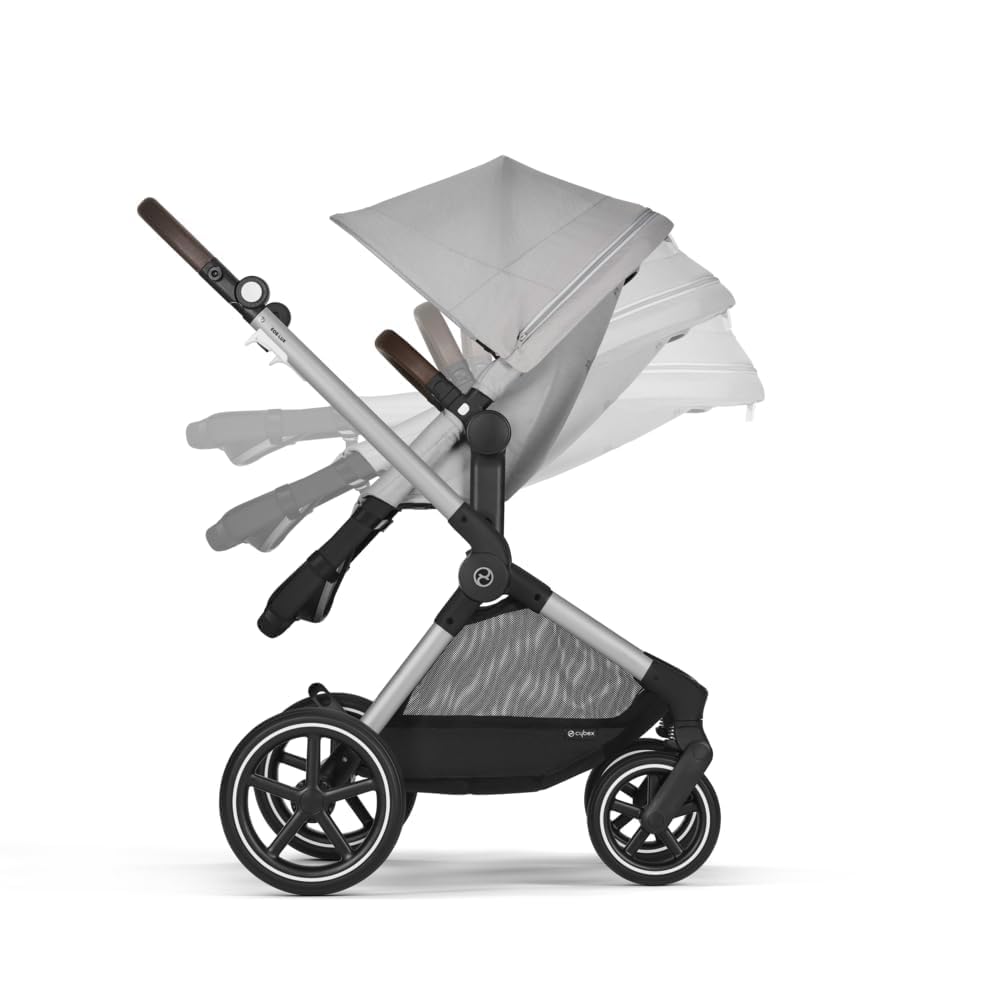 CYBEX Gold Kinderwagen EOS Lux 2-in-1 met Aton B2 i-Size autostoel en autostoeladapters, reissysteem, vanaf de geboorte tot 22 kg (ca. 4 jaar), Moon Black (Zwart)