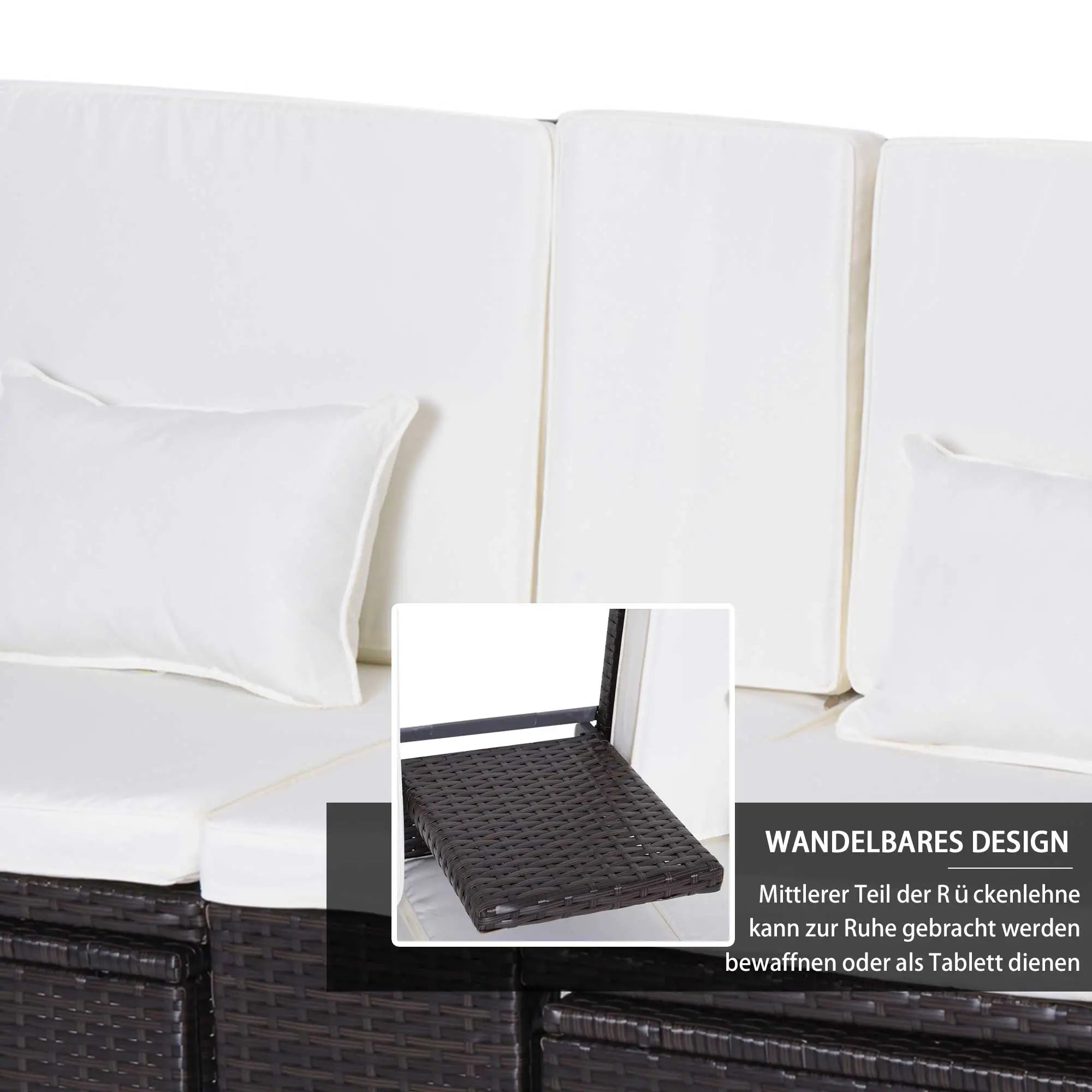 Outsunny polyrattan tuinset 3-delig met poef kussens outdoor