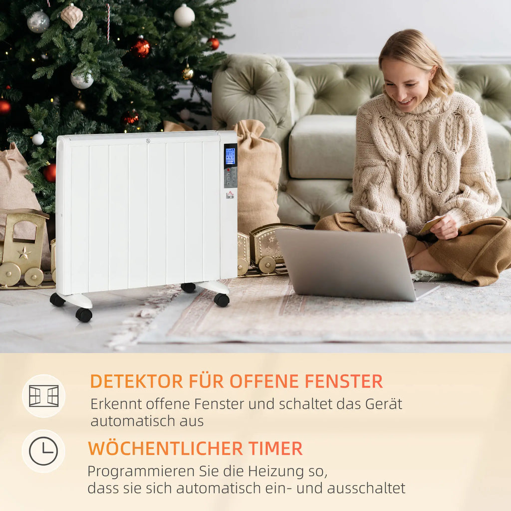HOMCOM elektrische convector, 2 warmtestanden, afstandsbediening, wit