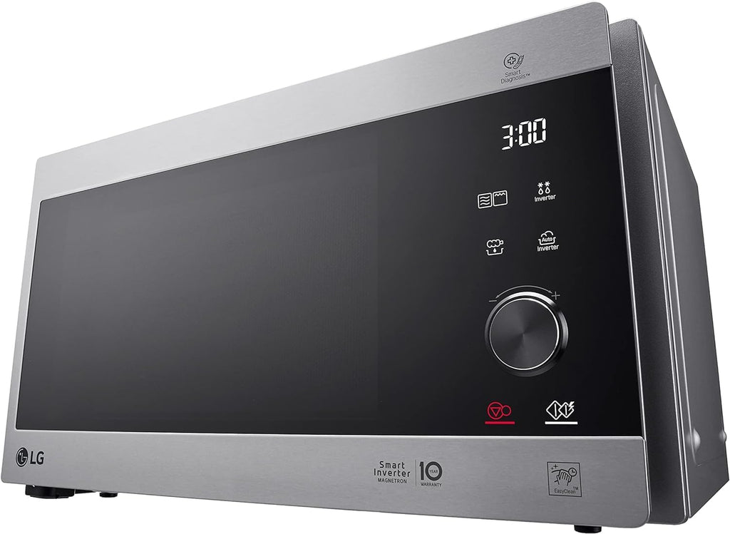 LG MS2595CIS magnetron met Smart Inverter-technologie, 25 liter inhoud, 1000 W, automatische programma's, instelbare vermogensniveaus en EasyClean-functie, zilver