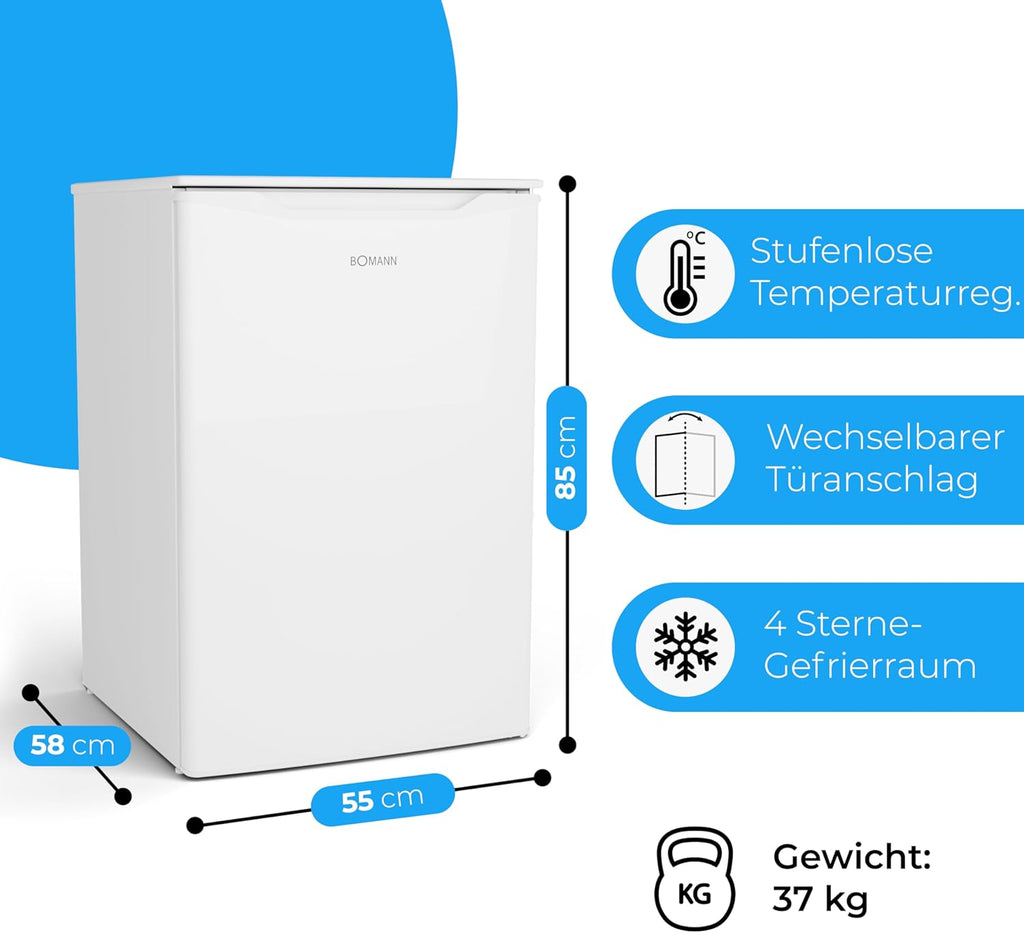 Bomann® Vriezer 87L | Kleine vriezer met temperatuurbereik ≤ -18°C | 3 laden | Vriezer met verwisselbare deuraanslag | Kleine vriezer GS 7253 wit