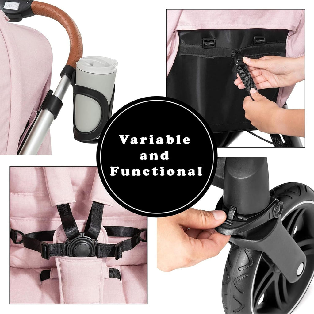 Hauck Uptown Kinderwagen Melange Rose – wandelwagen voor elk terrein, extra grote zitting, vlakke ligstand, rubberen wielen, vering, compact en eenvoudig inklapbaar, met regenhoes