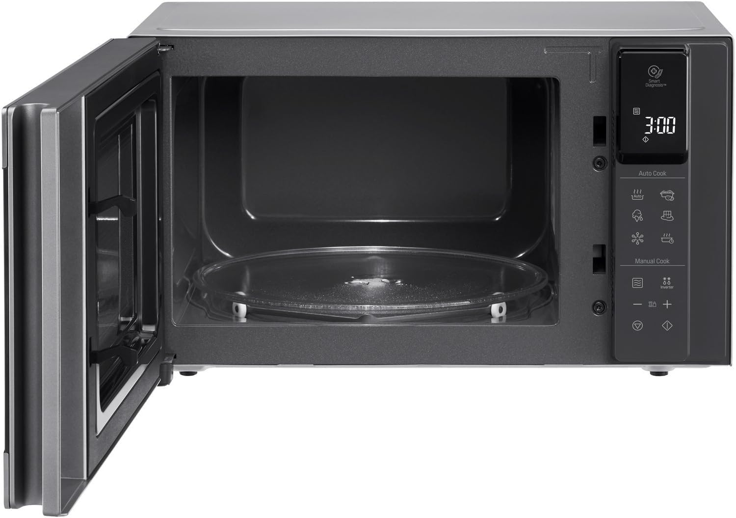 LG MS2595CIS magnetron met Smart Inverter-technologie, 25 liter inhoud, 1000 W, automatische programma's, instelbare vermogensniveaus en EasyClean-functie, zilver