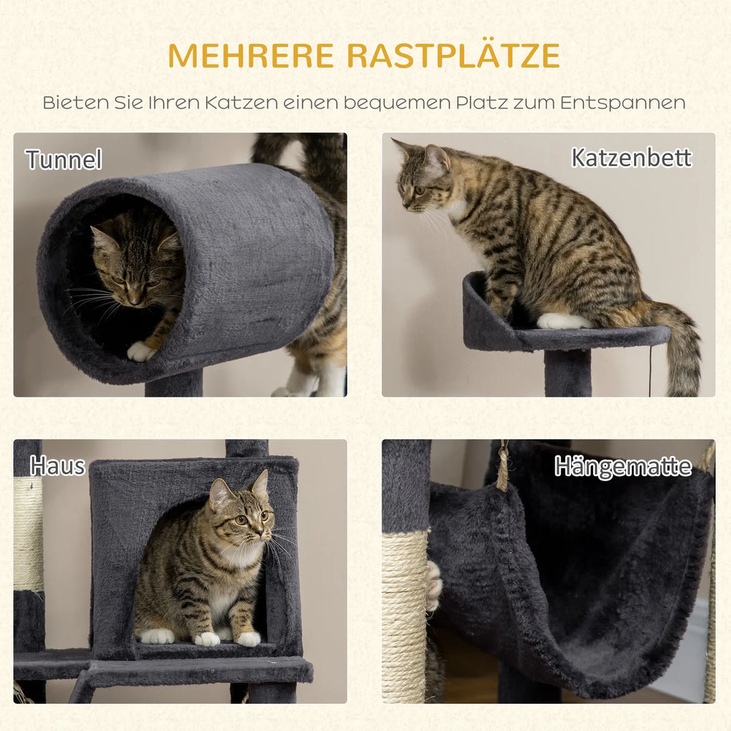 PawHut Krabpaal Kattenmeubels met Kattenhuis Hangmat Speelgoed