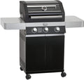 RÖSLE Elektrische BBQ-grill Portable Videro E2-P, draagbare tafelgrill met 2 branders, warmhoudrooster en deksel met glasplaat, gepoedercoat staal, zwart/zilver