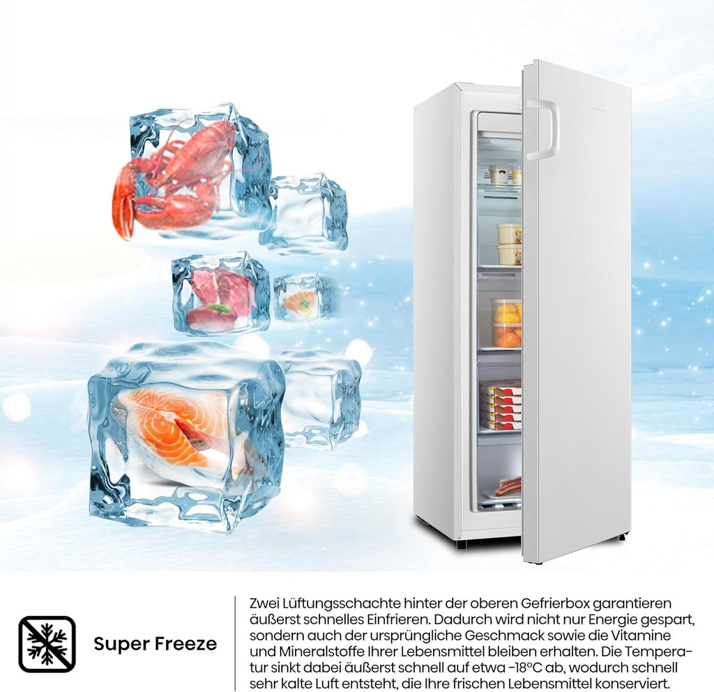 Hisense FV191N4AW2 Vriezer/ TotalNoFrost/ SuperFreeze/ Deuralarm/ Multiflow 360°/ BigBox/ 143,4 cm/ Vriesgedeelte 147 l/ 41 dB/ 205 kWh/Wit