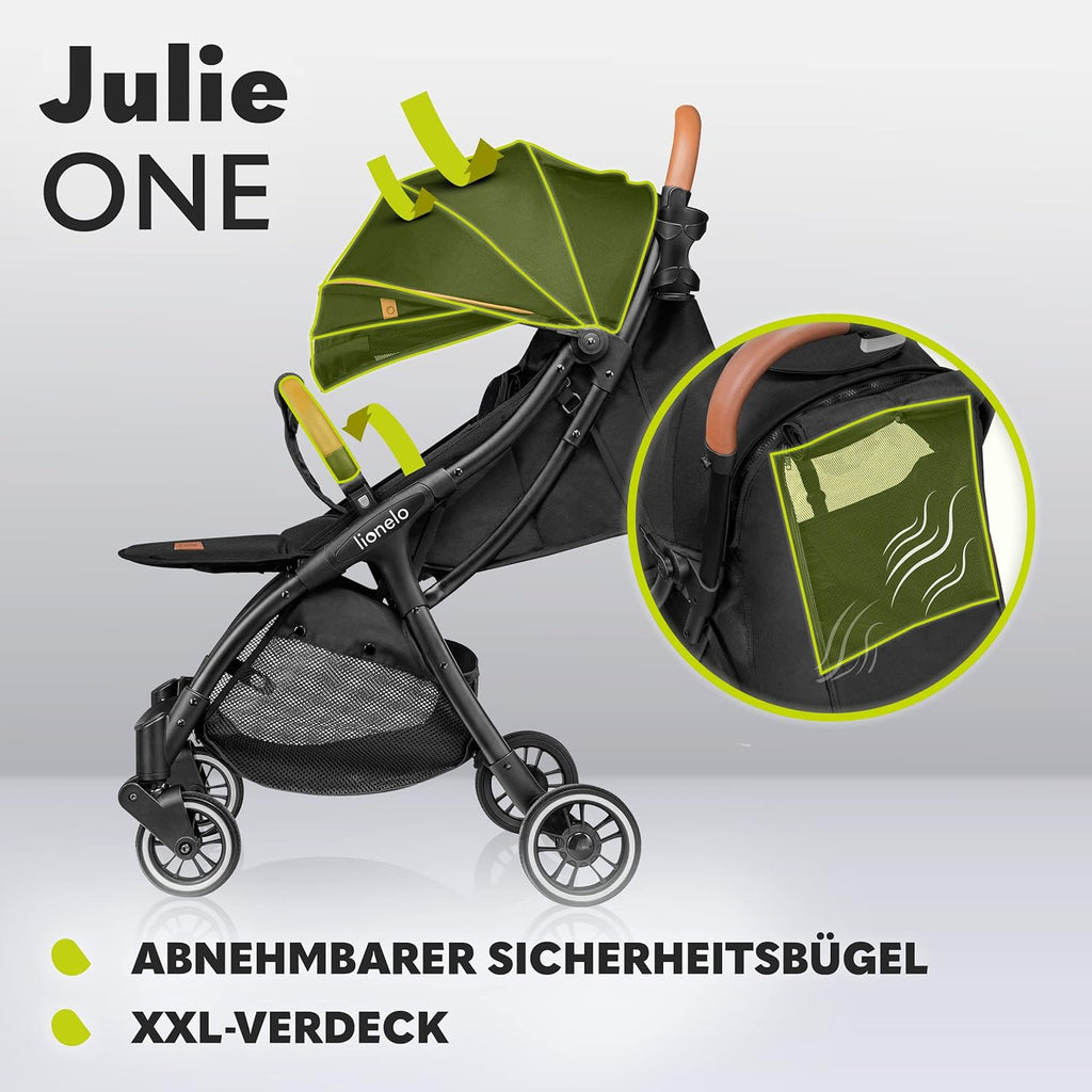 LIONELO Julie One Buggy kinderwagen tot 22 kg, verstelbare rugleuning en voetsteun, muskietennet, beenwarmers, bekerhouder en draagtas, inklapbaar