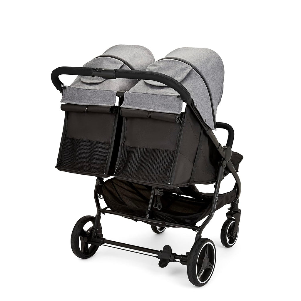 Venus Max Duo Buggy - geschikt vanaf de geboorte tot 15 kg (ongeveer 3 jaar), compacte, lichte, opvouwbare tweelingbuggy, inclusief regenhoes en voetenzak (Biscuit)