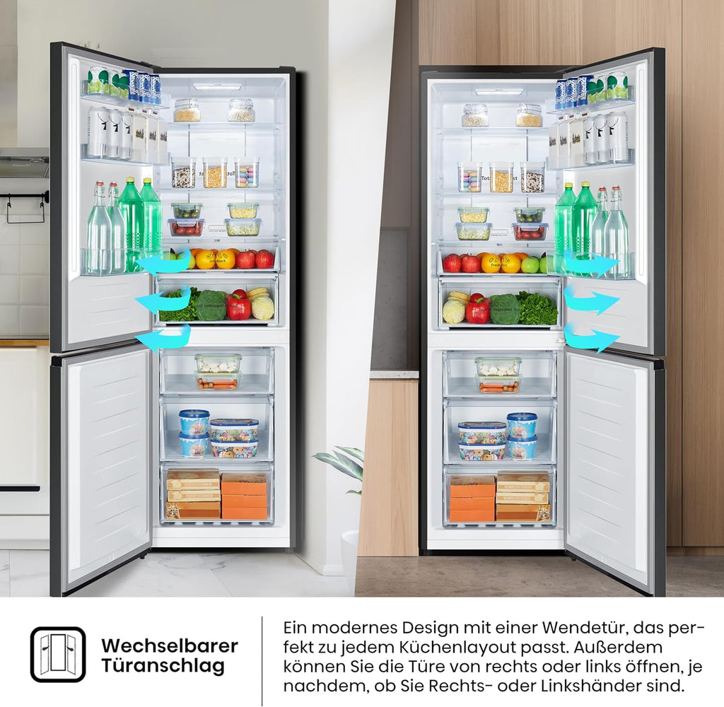 Hisense RB327N4AD2 koel-vriescombinatie/ NoFrostPlus/ Multiflow 360°/ HolidayMode/ FreshZone/ 182,4 cm/ koelgedeelte 171 l/ vriesgedeelte 85 l/ 41 dB/ 287 kWh/ jaar/ roestvrijstalen look