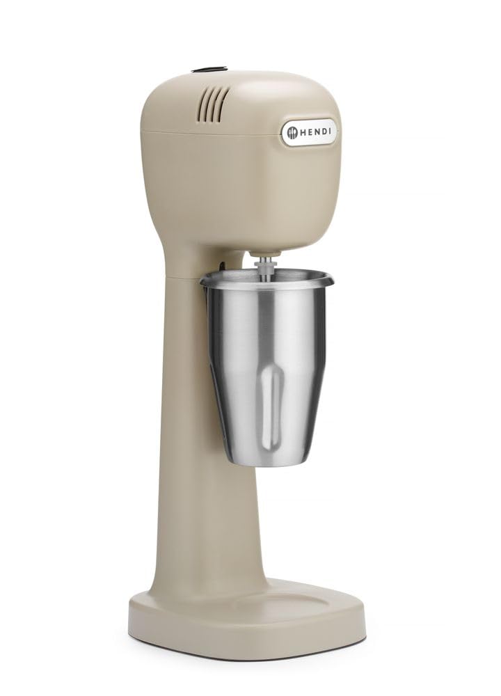 HENDI Melkshake Maker, Incl. 2 mengbekers (roestvrij staal en polycarbonaat) en 4 verwisselbare roerwerken, Drinkmixer, Frappés, Drankmixer, 230V/400W, 170x196x(H)490mm, Karamel