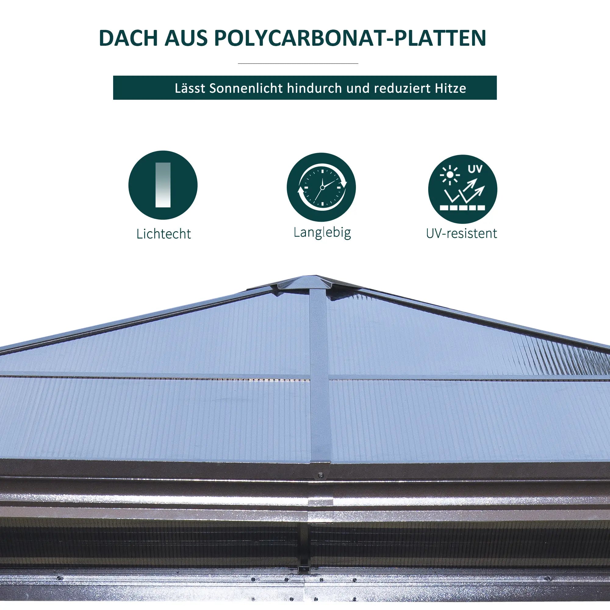 Outsunny Tuinpaviljoen Hardtop met Polycarbonaat Dak Muskietennet Aluminium