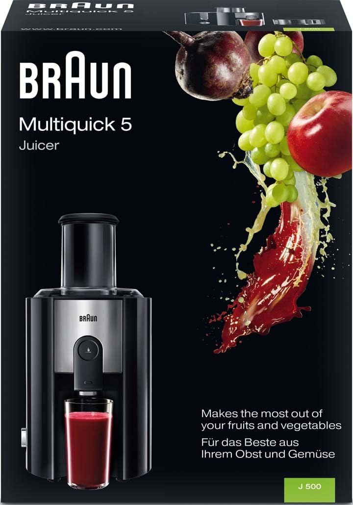 DeLonghi Braun J700 Multiquick 7 Sapcentrifuge | Krachtig sapcentrifugesysteem | Grote vulschacht (75 mm) | Innovatief anti-drupsysteem | Krachtige motor van 1.000 watt | Zilver