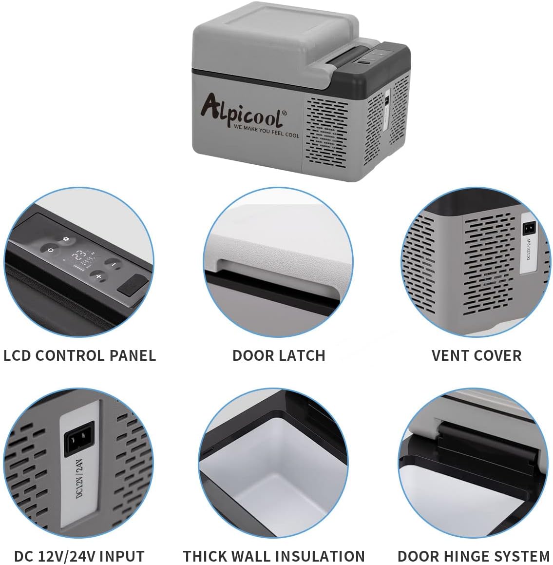 Alpicool C12 12L koelbox 12 V mini koelkast elektrische compressor auto koelkast camping vriezer kleine draagbare voor auto, vrachtwagen, boot, camper met USB-aansluiting