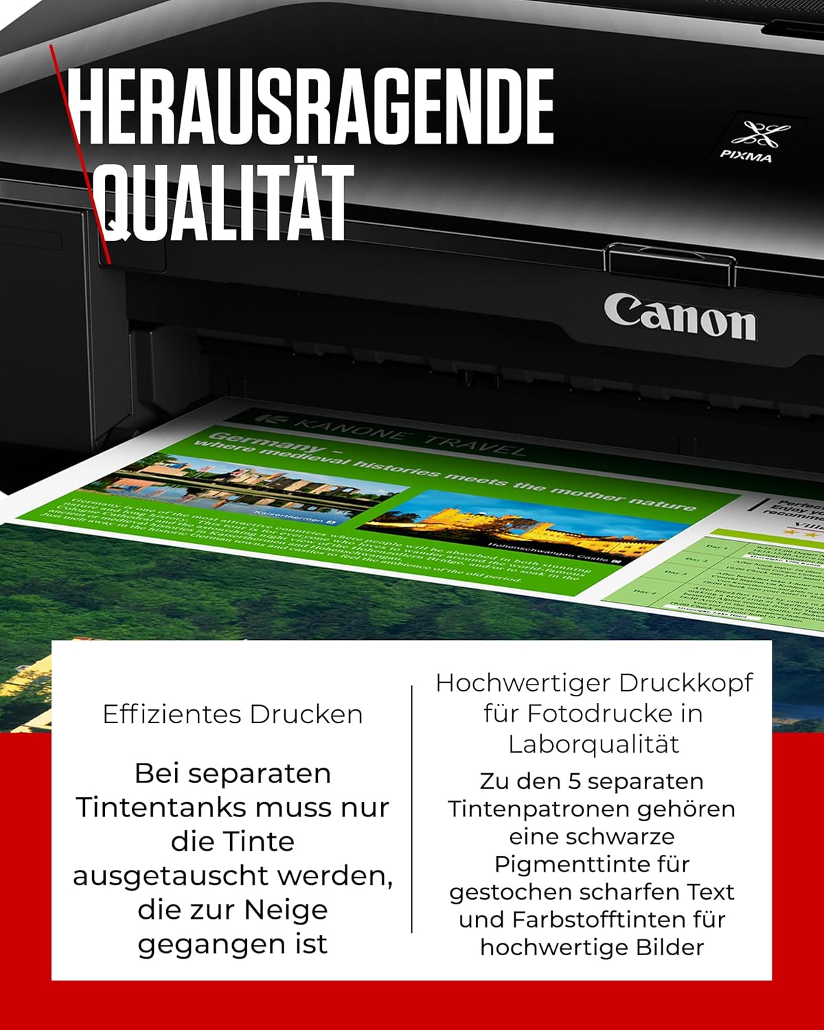 Canon PIXMA iX6850 printer, kleureninkjet multifunctioneel apparaat DIN A3+ (kantoorprinter, fotoprint, tekstprint, 9.600 x 2.400 DPI, wifi, WLAN, USB, 5 afzonderlijke inkten, direct printen, print-app) zwart
