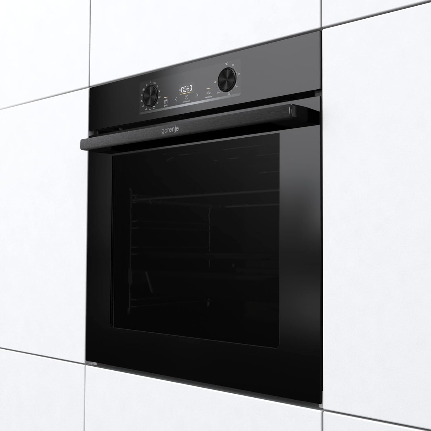 Gorenje 738971 Inbouw Ovenset OptiBake Black Steam Pyro Set / 77L / Hetelucht/Pyrolyse/ExtraSteam/GentleClose/AirFry/Pizzamode 300°C/PerfectGrill/Inductiekookplaat met BridgeZone/zwart