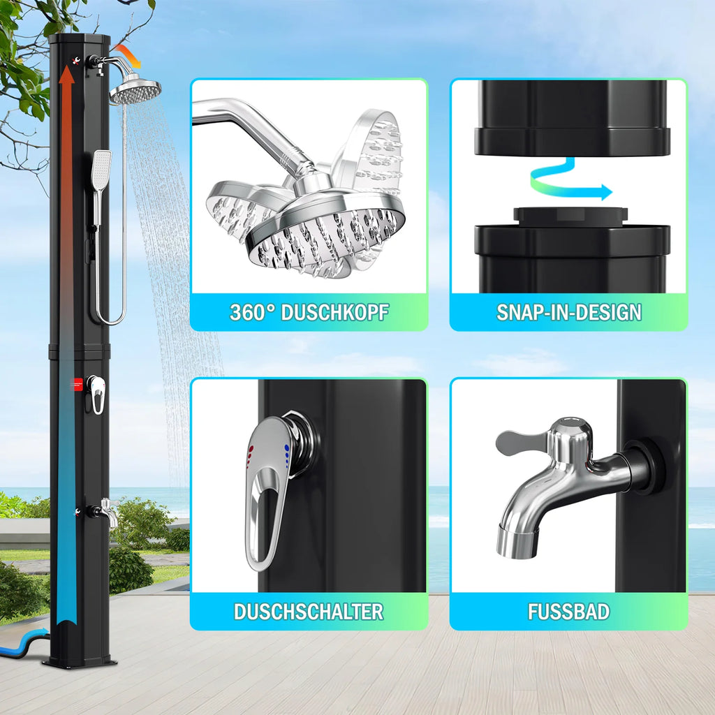 Sonnewelt 60L Solar Douche Tuintopdouche Incl. Beschermhoes en Handdouche