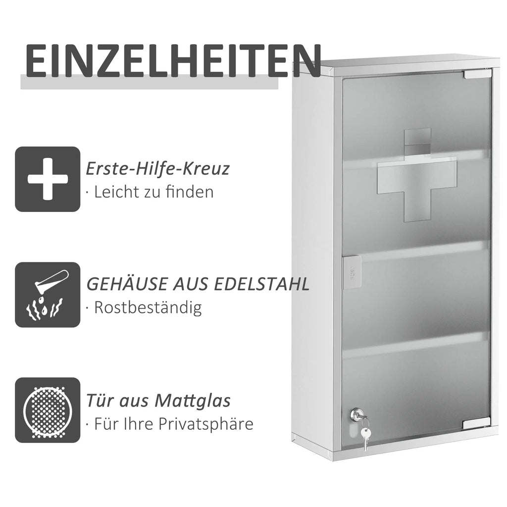 HOMCOM medicijnkast afsluitbaar Tip-On automatisch rvs