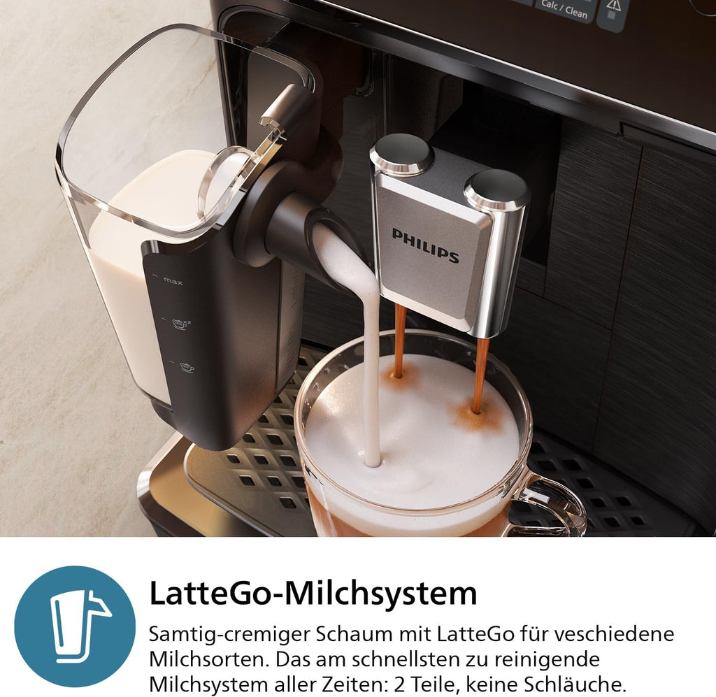 Philips Serie 2200 Espressomachine – Klassieke Melkopschuimer, Intuïtief Touchdisplay, mat Zwart (EP2220/10)