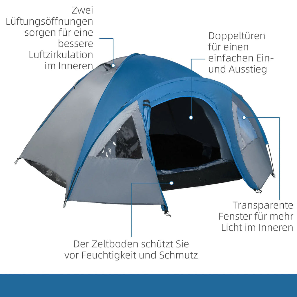 Outsunny Kampeertent 4-persoons 4-seizoenen met voortent outdoor