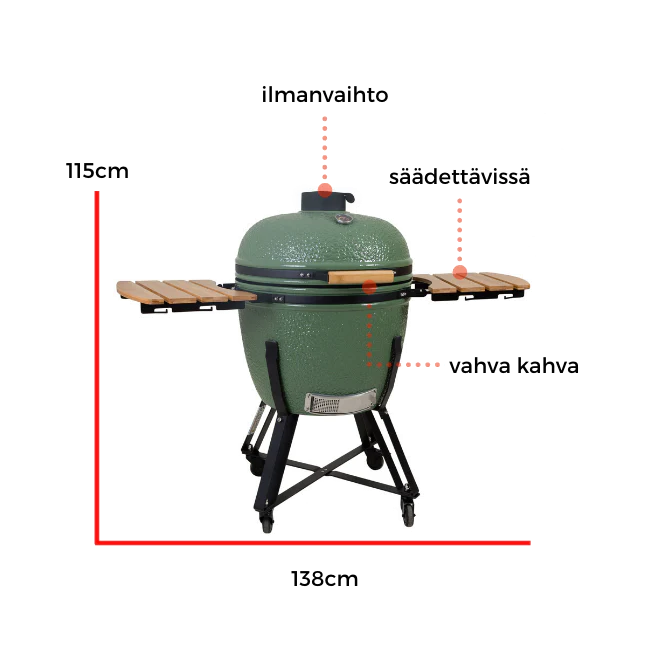 Kobe Kamado Houtskoolbarbecue Professional XXL, 26, 138x87x115cm