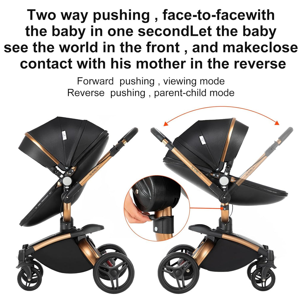 3 in 1 Kombikinderwagen 3 in 1 Reisesysteme Kinderwagen Infant Hochlandschaft Liegender Buggy Kinderwagen Neugeborenen Kinderwagen Faltbarer Standardkinderwagen (906 White)