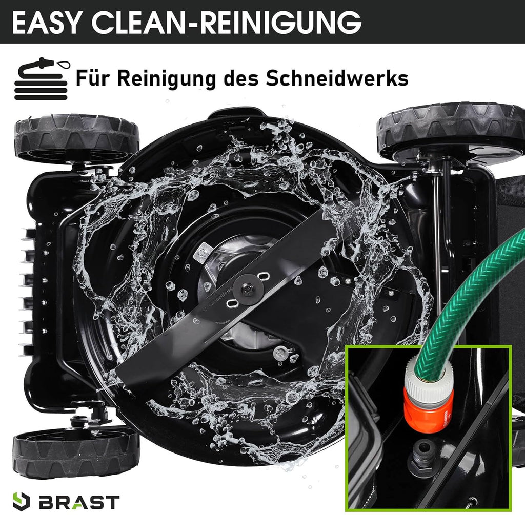 BRAST Benzine grasmaaier met aandrijving | 3,0 kW (4,1 pk) | Elektrische start | 41 cm maaibreedte | vele modellen | TÜV | 4-takt OHV-motor | 25-75 mm maaihoogte | 40 L opvangbak | Stalen behuizing | 16145 Estart