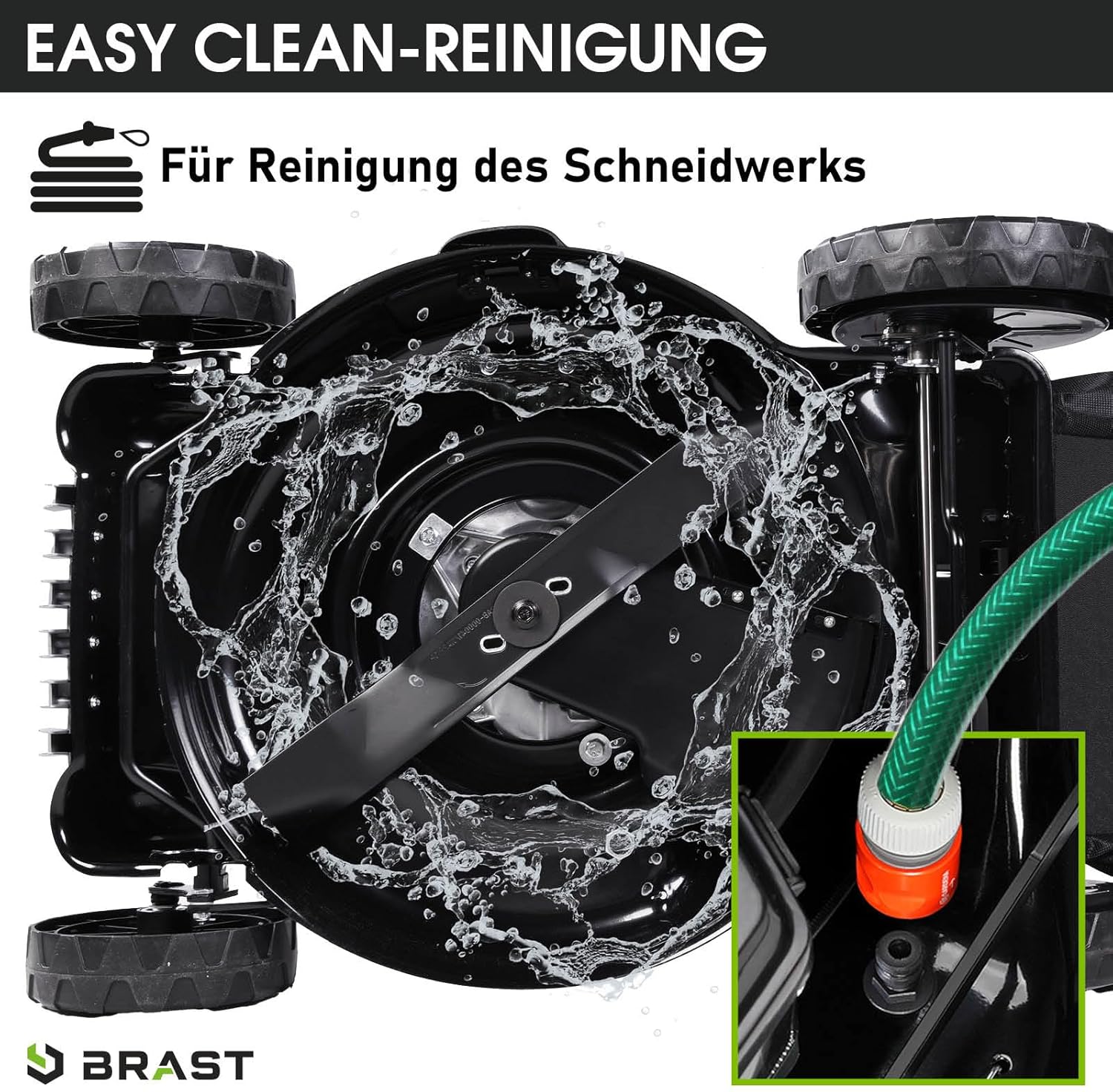 BRAST Benzine grasmaaier met aandrijving | 3,0 kW (4,1 pk) | Elektrische start | 41 cm maaibreedte | vele modellen | TÜV | 4-takt OHV-motor | 25-75 mm maaihoogte | 40 L opvangbak | Stalen behuizing | 16145 Estart