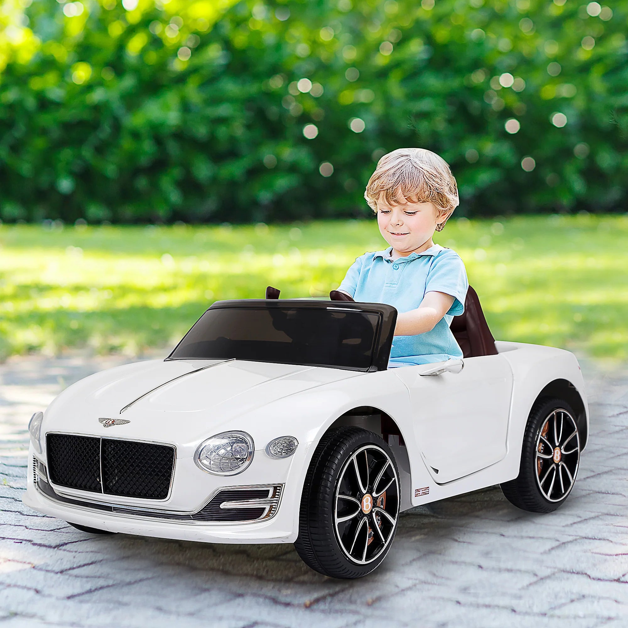 HOMCOM Kinder elektrische auto Bentley GT gelicentieerd met afstandsbediening Wit