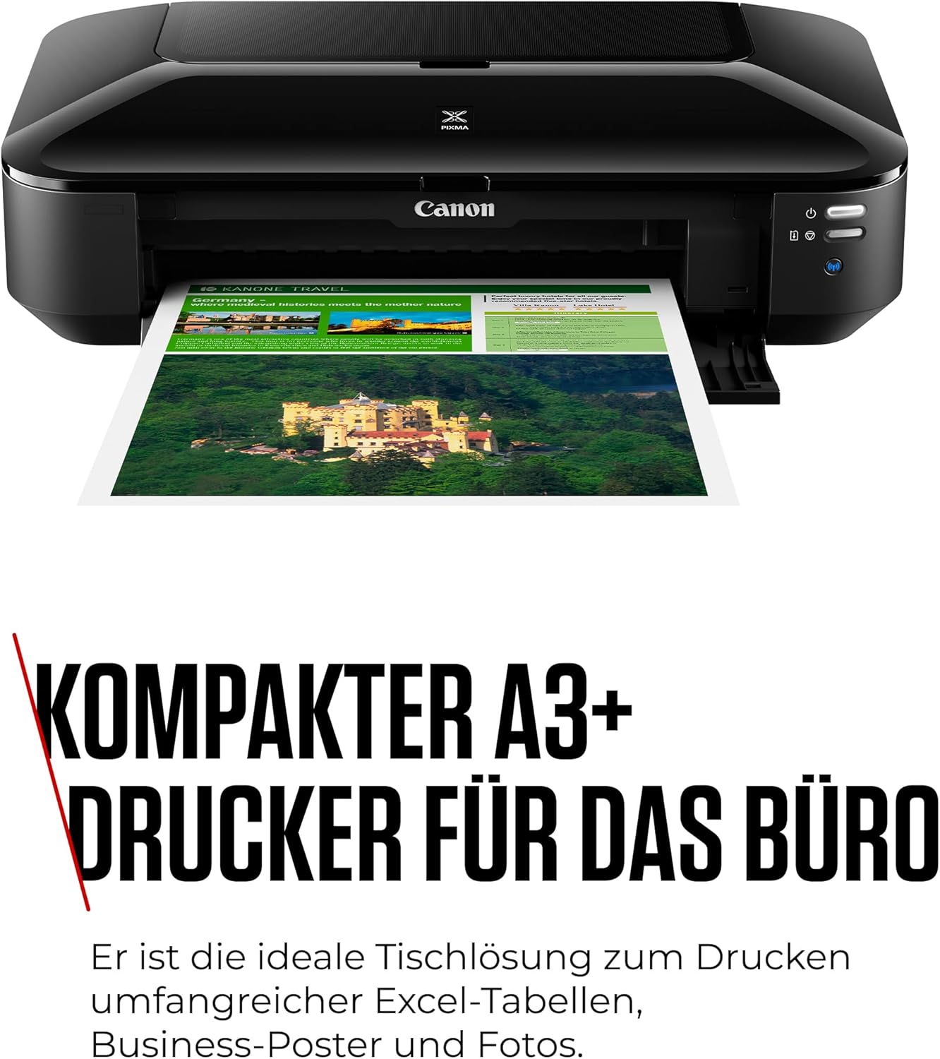 Canon PIXMA iX6850 printer, kleureninkjet multifunctioneel apparaat DIN A3+ (kantoorprinter, fotoprint, tekstprint, 9.600 x 2.400 DPI, wifi, WLAN, USB, 5 afzonderlijke inkten, direct printen, print-app) zwart