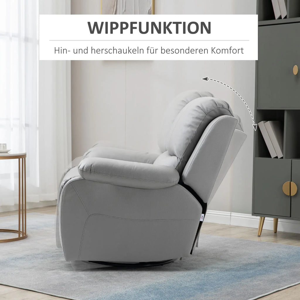 HOMCOM Relaxfauteuil tv-stoel verstelbaar draaibaar grijs