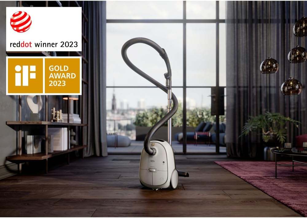 AEG CLEAN 6000 AB61C2DB stofzuiger met zak / hoge zuigkracht / incl. meubelmondstuk / 50% gerecycled plastic / ideaal voor huisdiereigenaren / reiniging van bekleding / 12 m snoer / 750 W / Blauw