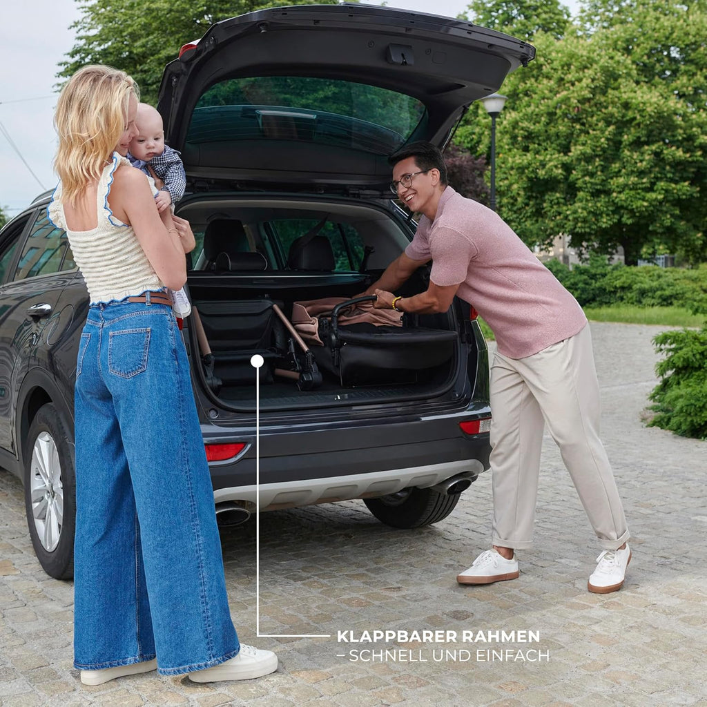 Kinderkraft MOOV2 AIR Kinderwagen 3 in 1 Kinderwagenset tot 26 kg met autostoel I-SIZE 40-75 cm, buggyfunctie, verstelbare ligstand, grote uitschuifbare kap, opblaasbare wielen, zwart
