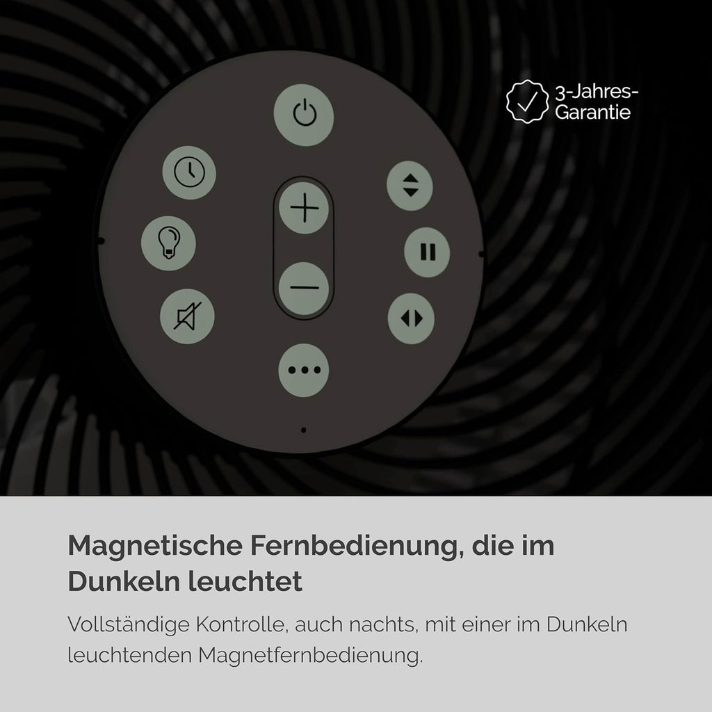 MEACO MeacoFan Stilvolle Tafelventilator - 10-inch luchtverplaatser met 12 snelheden - Horizontale en verticale oscillatie - 3 oscillatiegebieden - Ultrastille, op afstand bediende koeling, Zwart