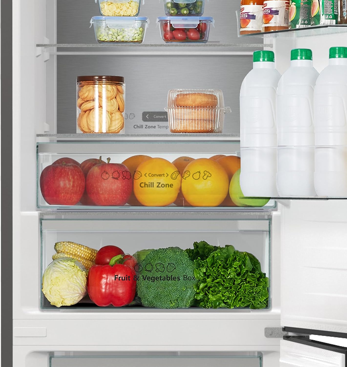 Hisense RB327N4AD2 koel-vriescombinatie/ NoFrostPlus/ Multiflow 360°/ HolidayMode/ FreshZone/ 182,4 cm/ koelgedeelte 171 l/ vriesgedeelte 85 l/ 41 dB/ 287 kWh/ jaar/ roestvrijstalen look