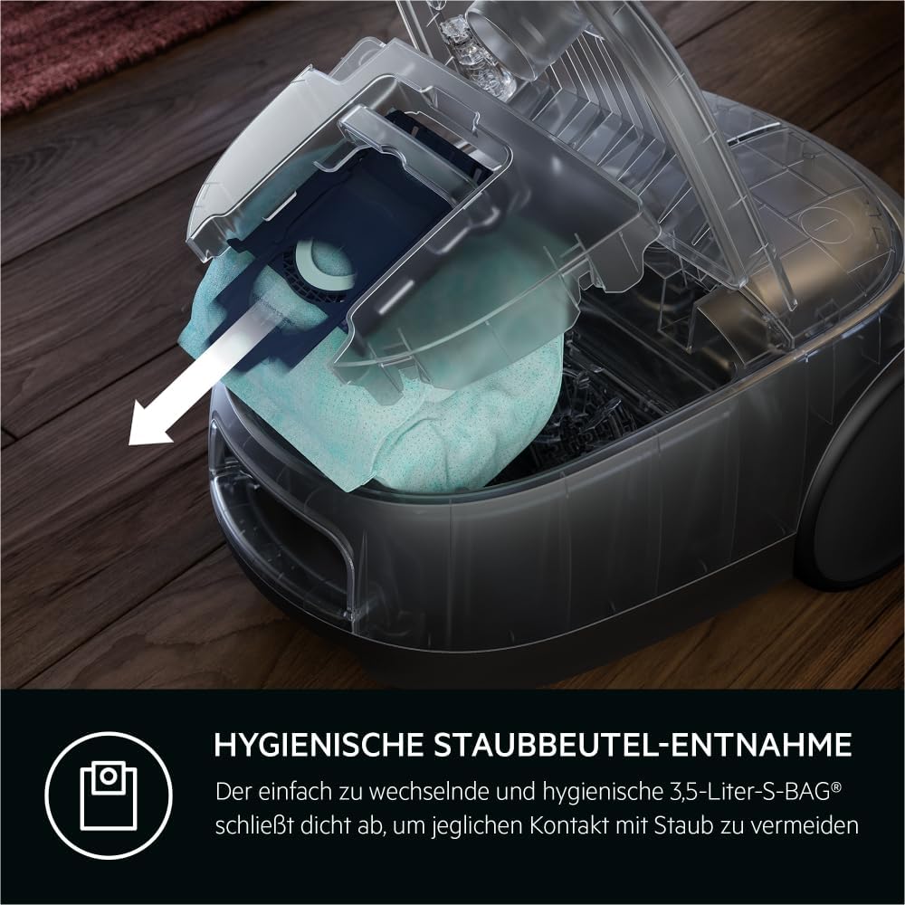 AEG CLEAN 6000 AB61C2DB stofzuiger met zak / hoge zuigkracht / incl. meubelmondstuk / 50% gerecycled plastic / ideaal voor huisdiereigenaren / reiniging van bekleding / 12 m snoer / 750 W / Blauw