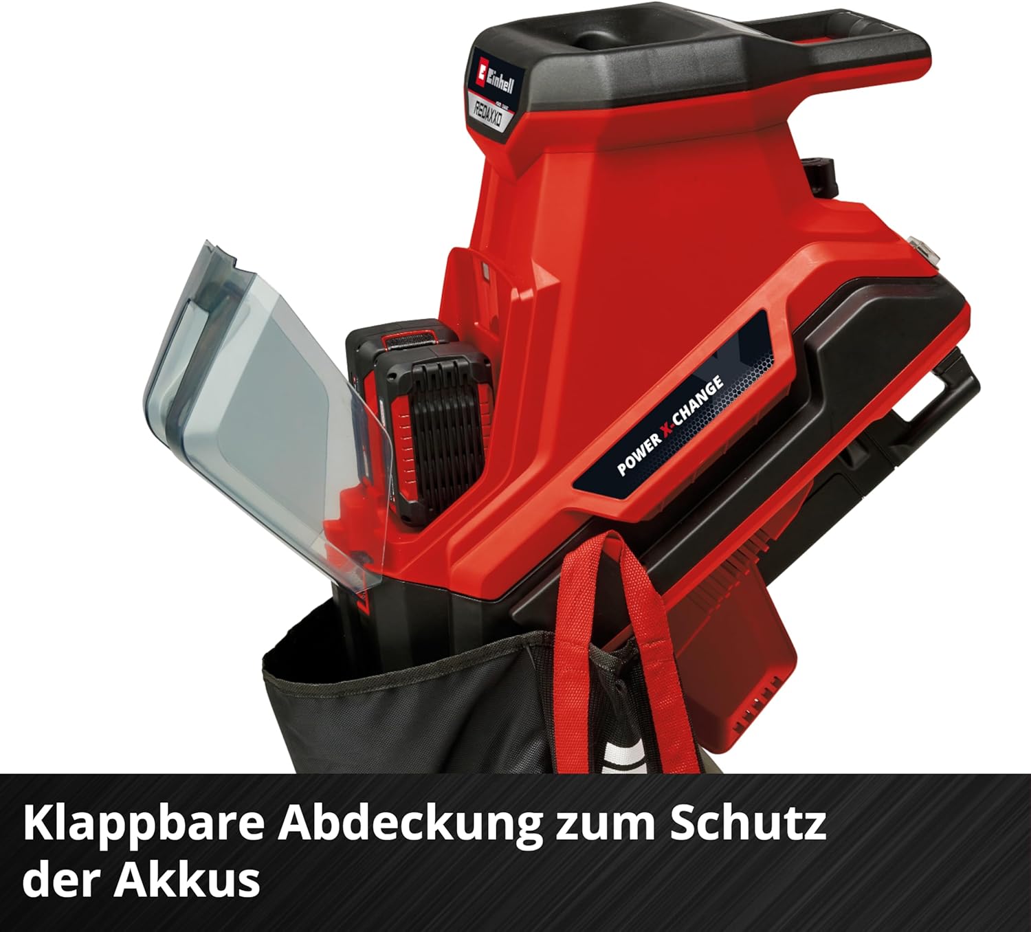 Einhell accu-hakselaar REDAXXO 36/25 Power X-Change (36 V, max. 25 mm takdikte, 3 omkeerbare stalen messen, 55 L opvangzak, transporthandgreep, aanstamper)