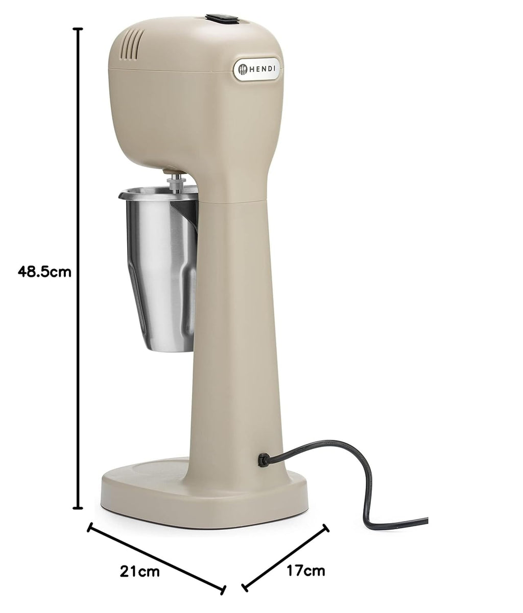 HENDI Melkshake Maker, Incl. 2 mengbekers (roestvrij staal en polycarbonaat) en 4 verwisselbare roerwerken, Drinkmixer, Frappés, Drankmixer, 230V/400W, 170x196x(H)490mm, Karamel
