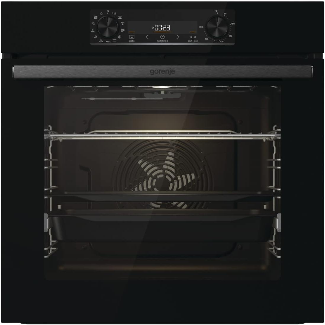 Gorenje 738971 Inbouw Ovenset OptiBake Black Steam Pyro Set / 77L / Hetelucht/Pyrolyse/ExtraSteam/GentleClose/AirFry/Pizzamode 300°C/PerfectGrill/Inductiekookplaat met BridgeZone/zwart