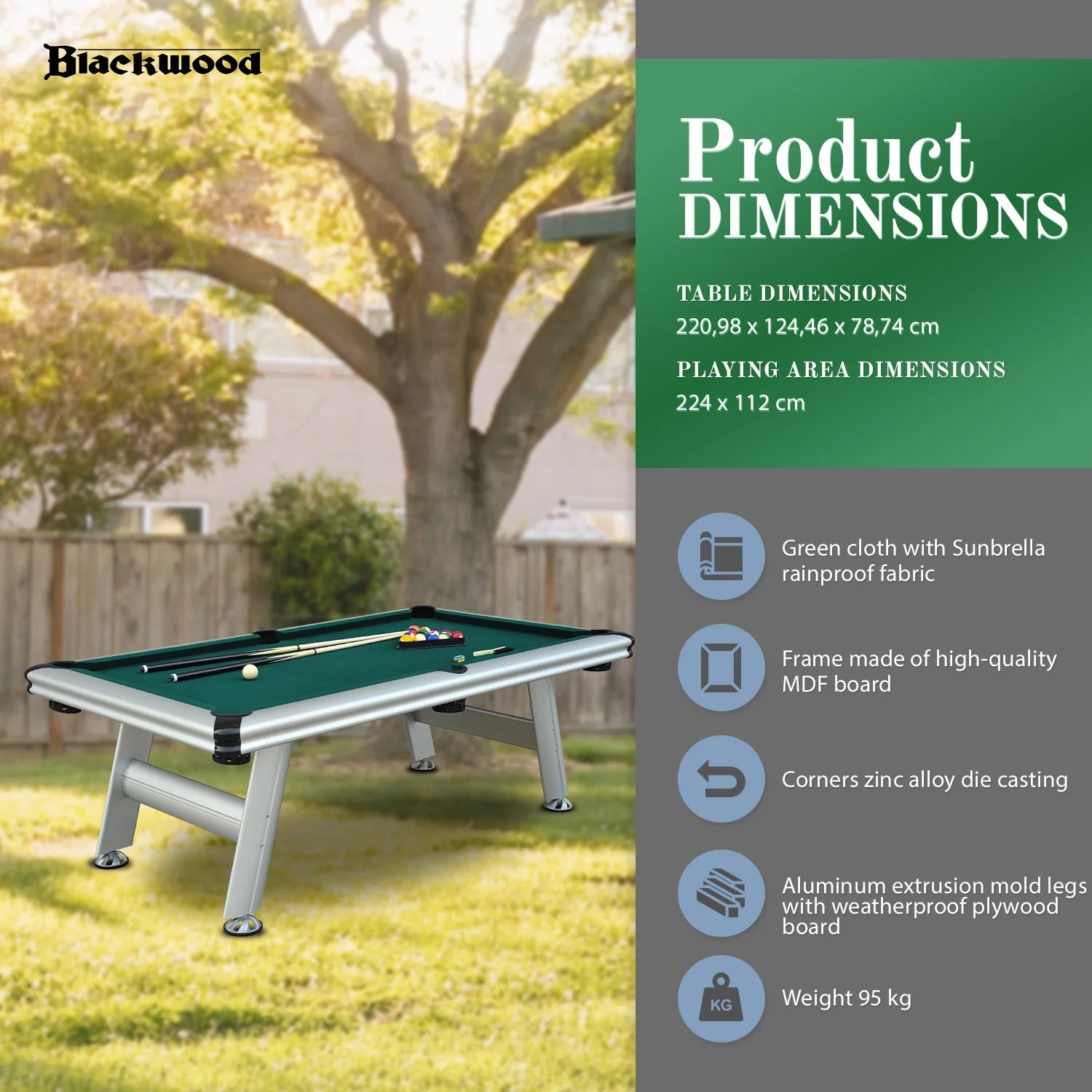 Blackwood Biljarttafel, Outdoor 8'