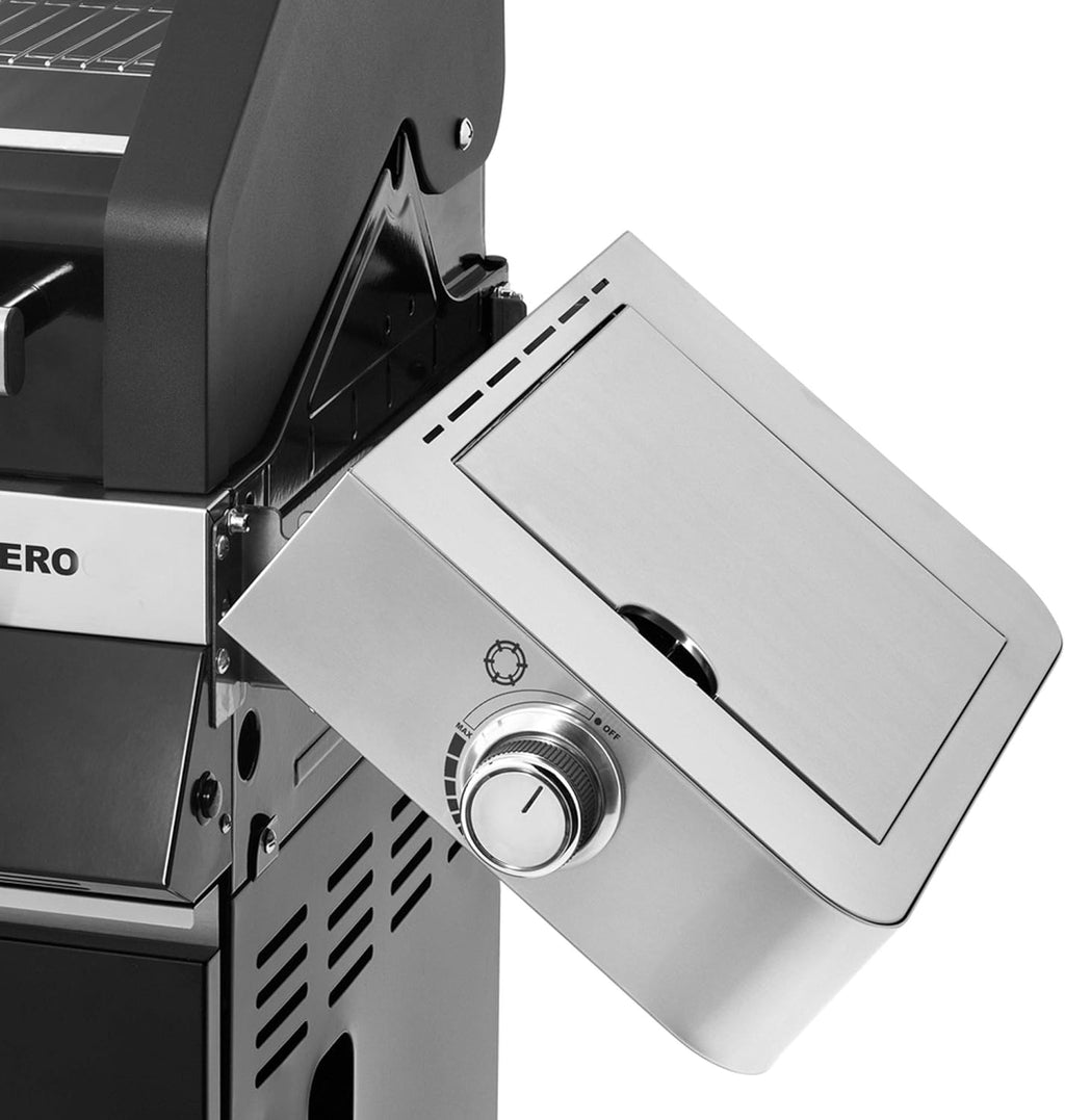 RÖSLE Elektrische BBQ-grill Portable Videro E2-P, draagbare tafelgrill met 2 branders, warmhoudrooster en deksel met glasplaat, gepoedercoat staal, zwart/zilver